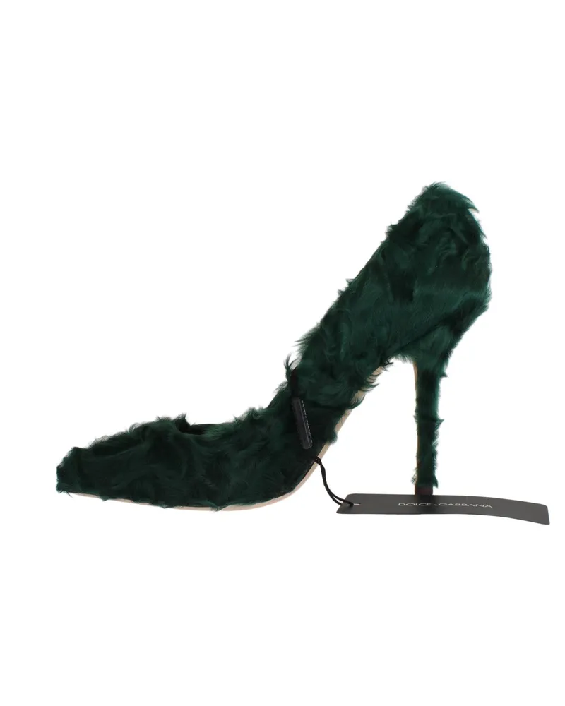 Dolce & Gabbana Women's Green Xiangao Lamb Fur Leather Pumps Green