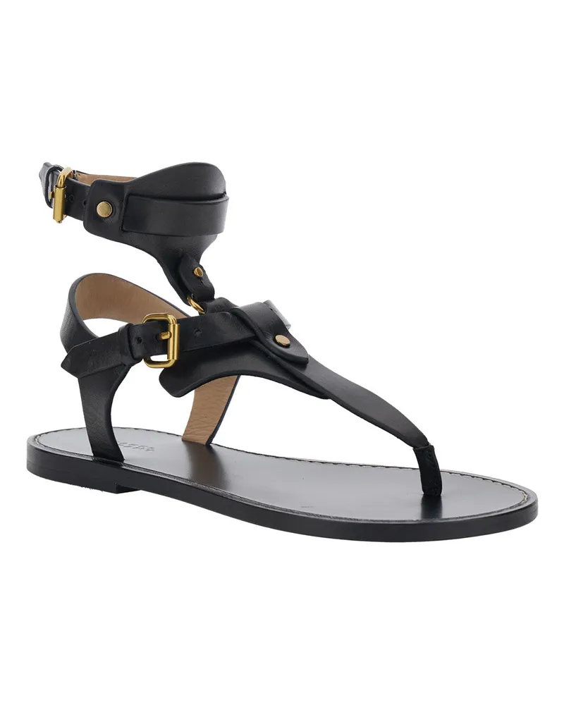 Isabel Marant Women's Sandals Eveena Black Leather Calf 