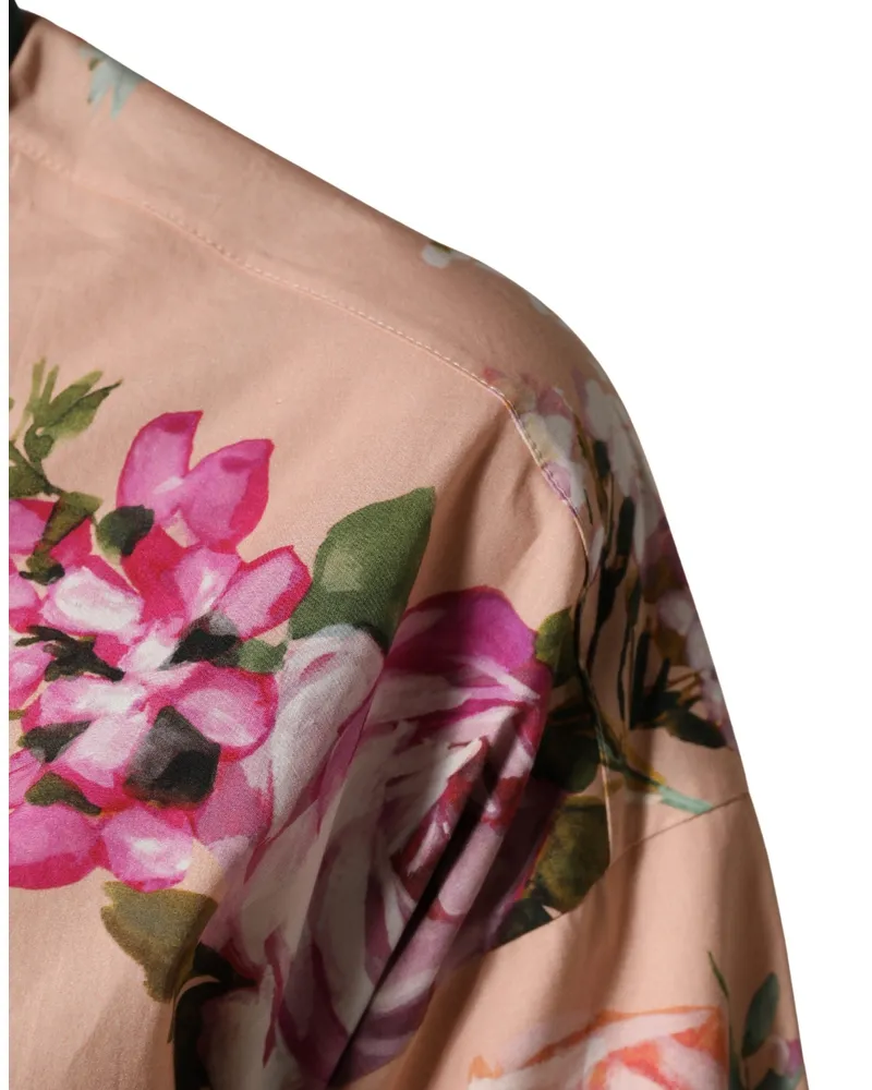 Dolce & Gabbana Women's Pink Floral Cotton Button Front Shirt Top Pink