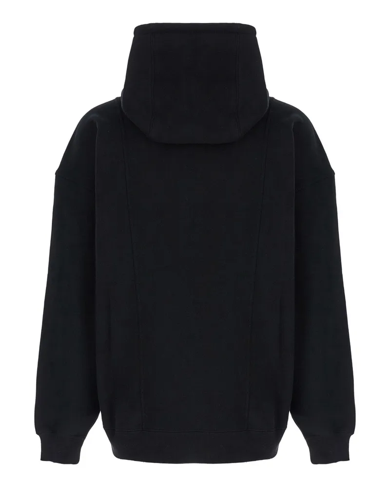 Saint Laurent Men's Black Hoodie With Logo Embroidery Cotton Sweatshirts Sweater Black
