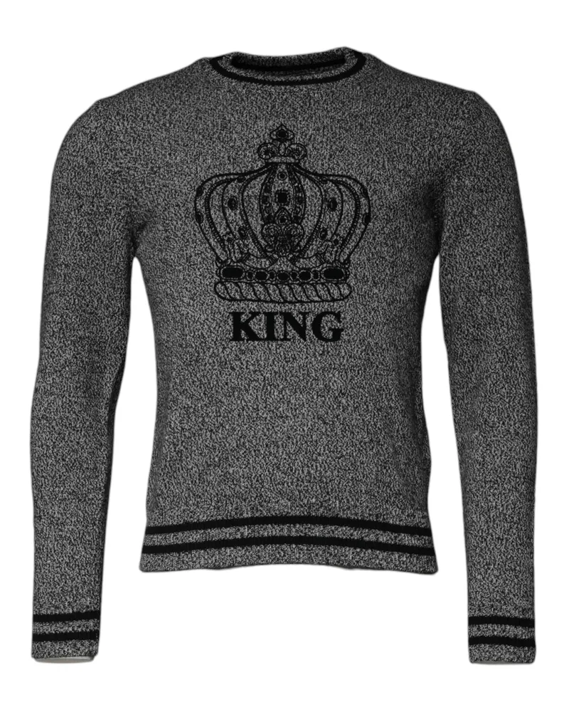 Dolce & Gabbana Men Gray Crown King Cashmere Pullover Sweater Clothing Gray