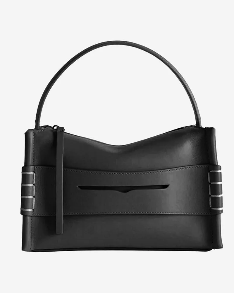 J.W.Anderson Embossed Logo Leather Shoulder Bag — Black Black