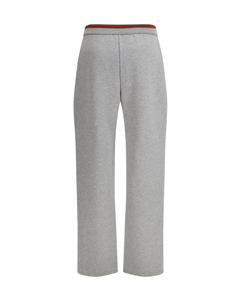 Gucci Women's Gray Cotton Casual Pants Gray