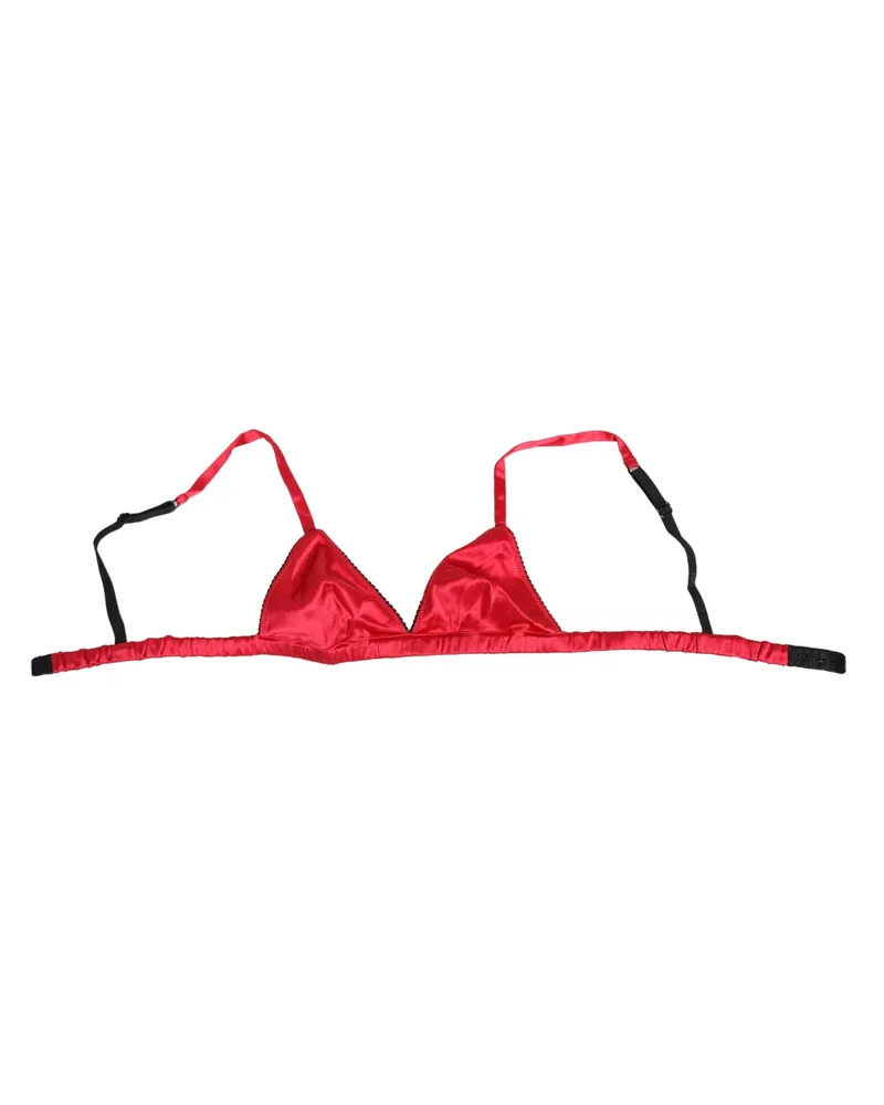 Dolce & Gabbana Women Red Silk Satin Triangle Soft Cup Br Underwear Elastane Clothing Red