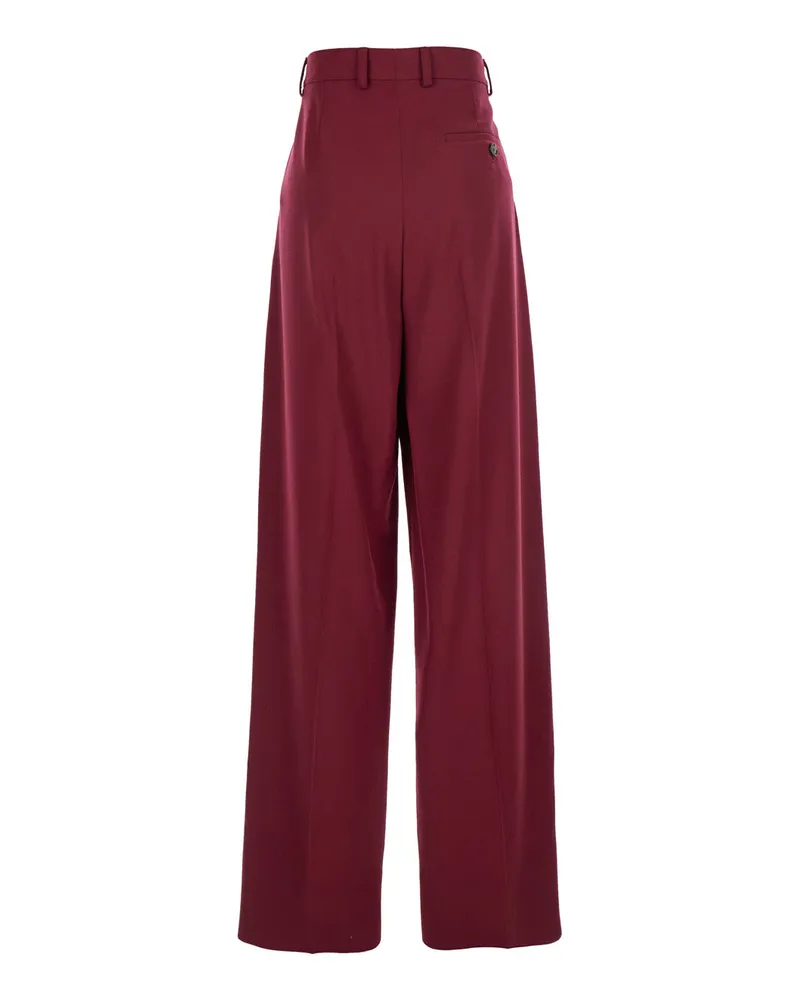 Stella McCartney Women's Bordeaux Wool Pants With Concealed Closure Trousers Burgundy