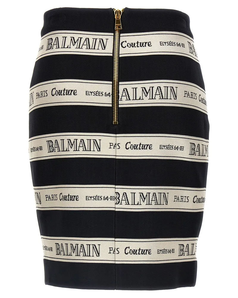 Balmain Nastro Balmain Jacquard Skirt — Black Black