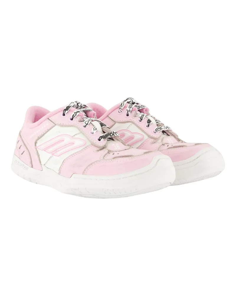 Balenciaga Women's Hamptons Sneakers -  Leather Multicolor Calfskin Shoes Pink