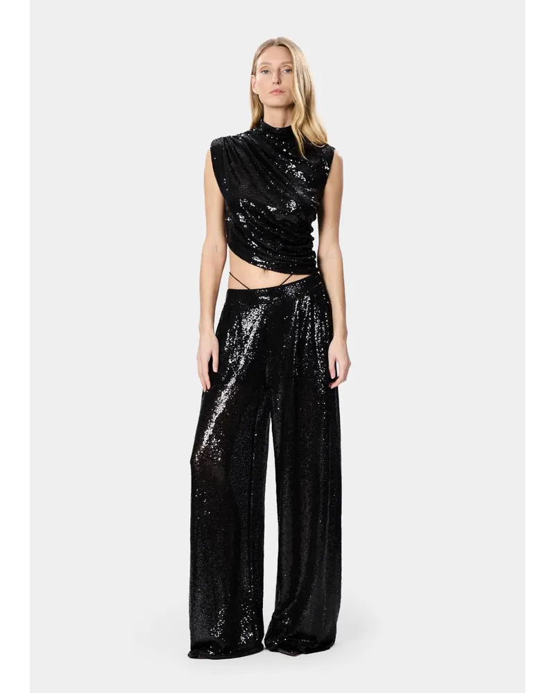 Amazuìn Sequin-Embroidered Jumpsuit — Black Black