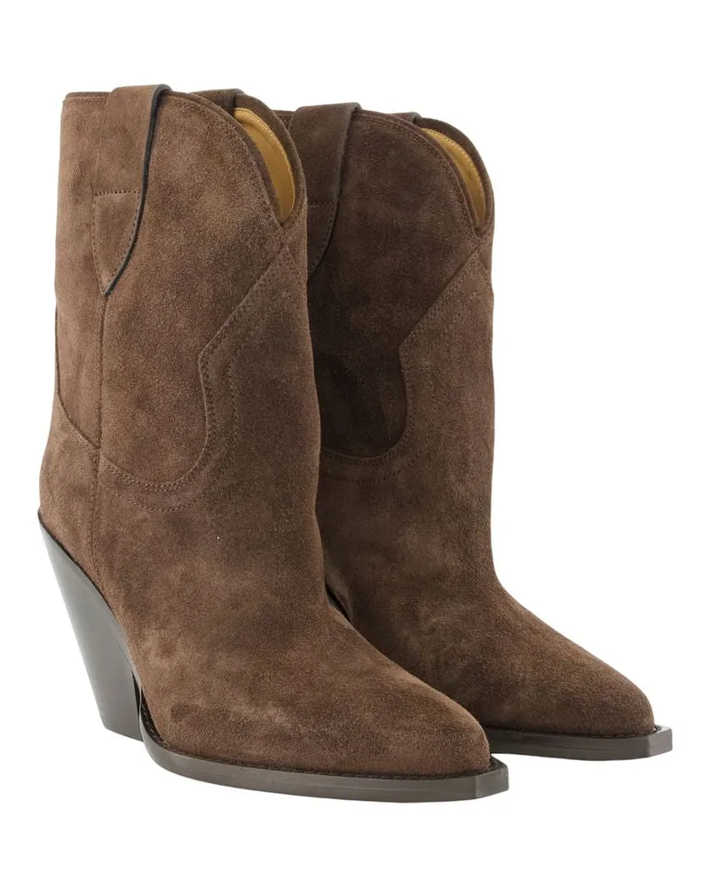 Isabel Marant Women's Leyane Boot Brown Calfskin Heels Brown