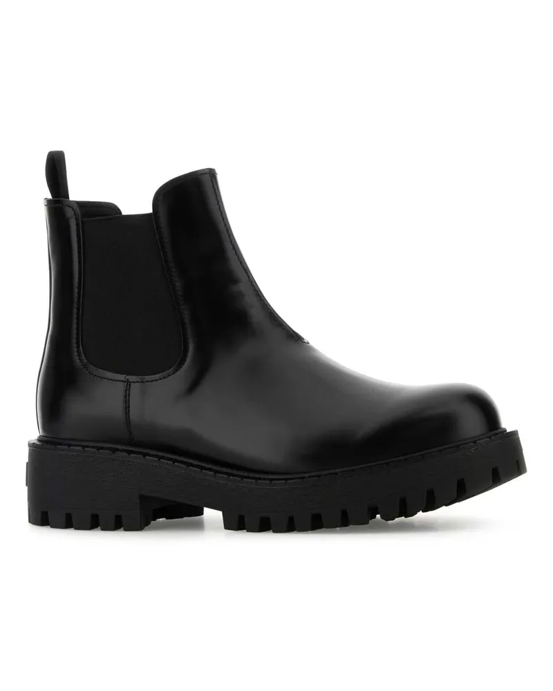 Prada Men's Black Leather Ankle Boots Nero Vitello-Elpl Sneaker Black