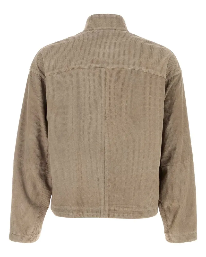 Emporio Armani Men's Sand Suede Jacket U6161 Exterior: Ovine Leather Giacche E Gilet Beige