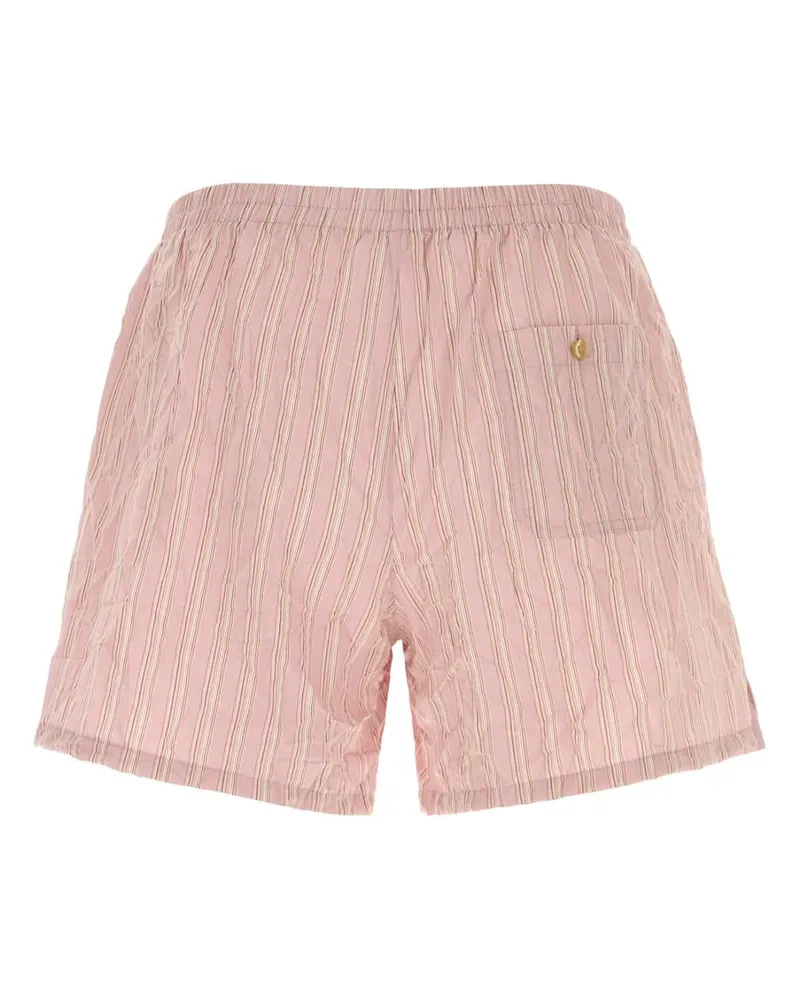 Dolce & Gabbana Men's Embroidered Viscose Blend Boxer Rigato Exterior: Nylon Bermuda Short Pink