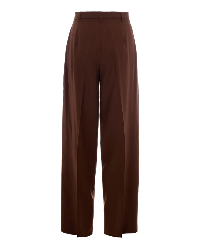 Max Mara Women's Trousers Bacio Chocolate Virgin Wool Brown