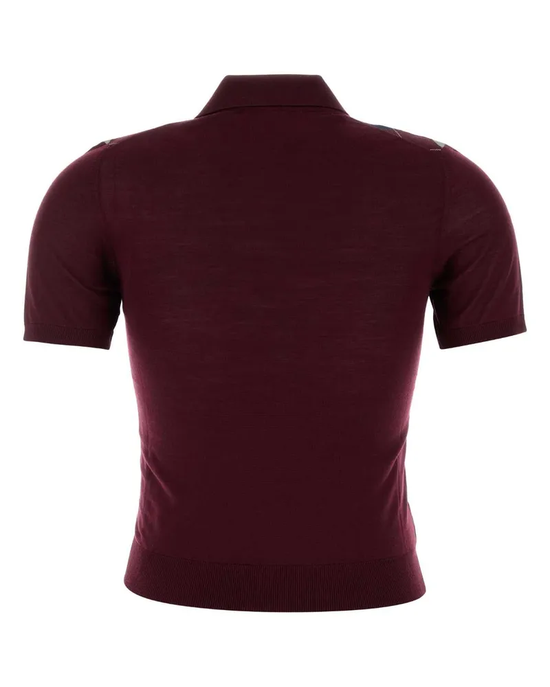 Miu Miu Women's Burgundy Wool Polo Shirt Bordeaux Wv-Trochusniloticus Burgundy