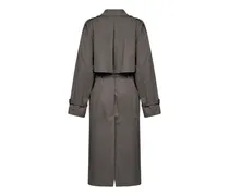Double-Breasted Cotton-Blend Trench Coat — Gray