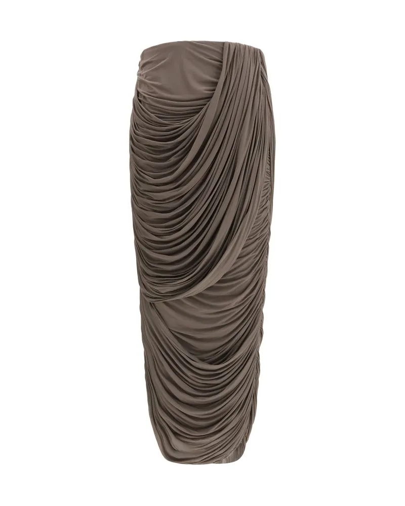 Magda Butrym Draped Cupro Midi Skirt — Brown Brown
