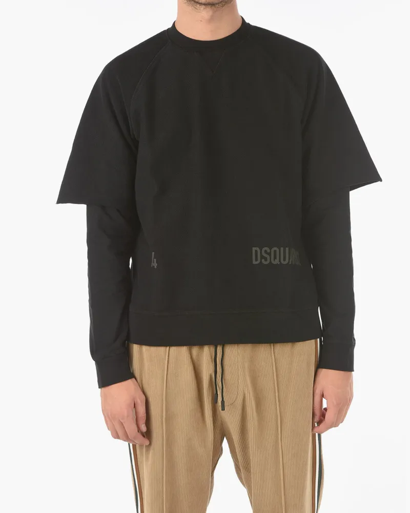 Dsquared2 Men's Cool Fit Double Layer Logo Sweatshirt Black Clothing > Knitwear Black