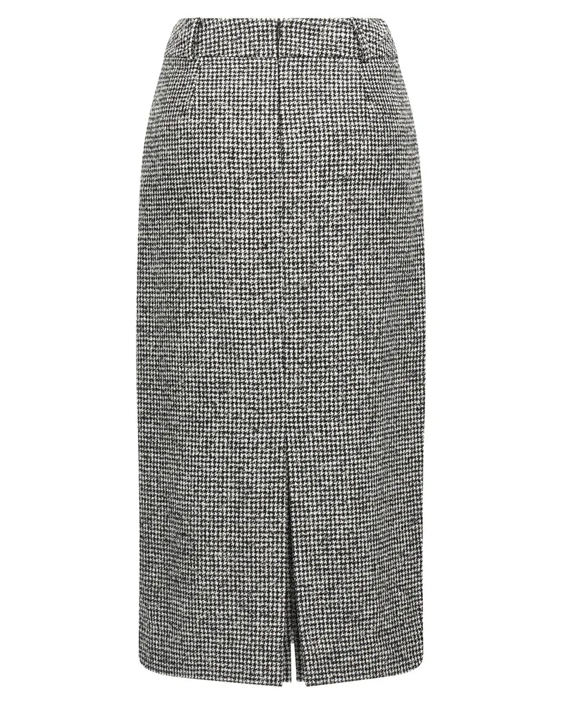 Ermanno Scervino Houndstooth Wool-Blend Longuette Skirt — Black Black