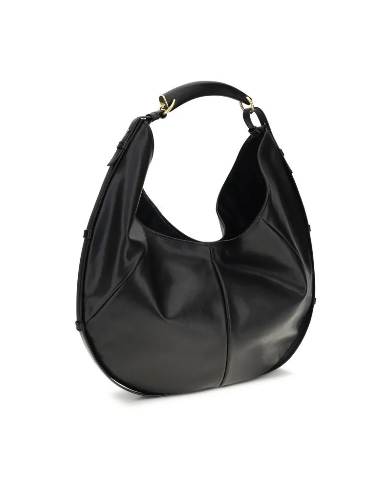 Saint Laurent Women's Black Calf Leather Bos Taurus Shoulder Bag Black