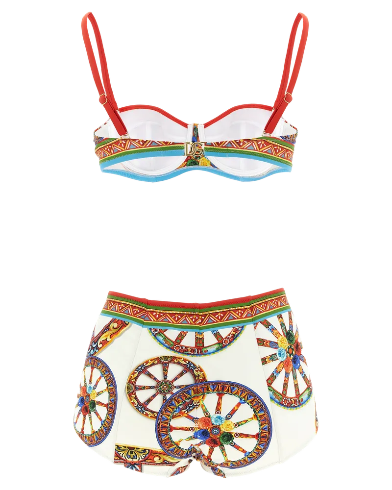 Dolce & Gabbana Sicilian Carretto Print Bikini — Multicolor Multicolor
