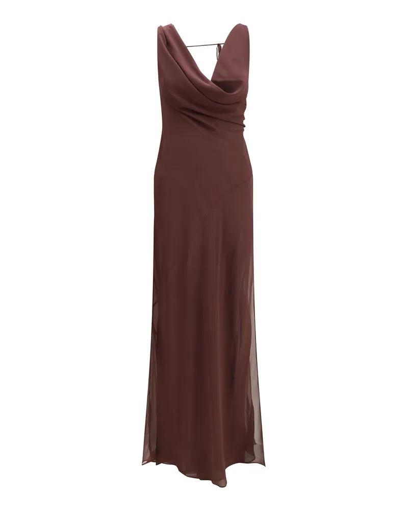 ANDAMANE Women's Long Dress Minerva Aubergine Silk Purple