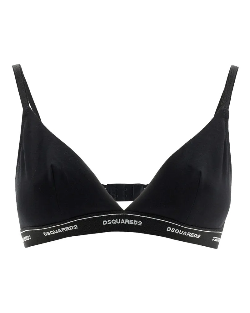 Dsquared2 Logo-Embroidered Bralette — Black Black