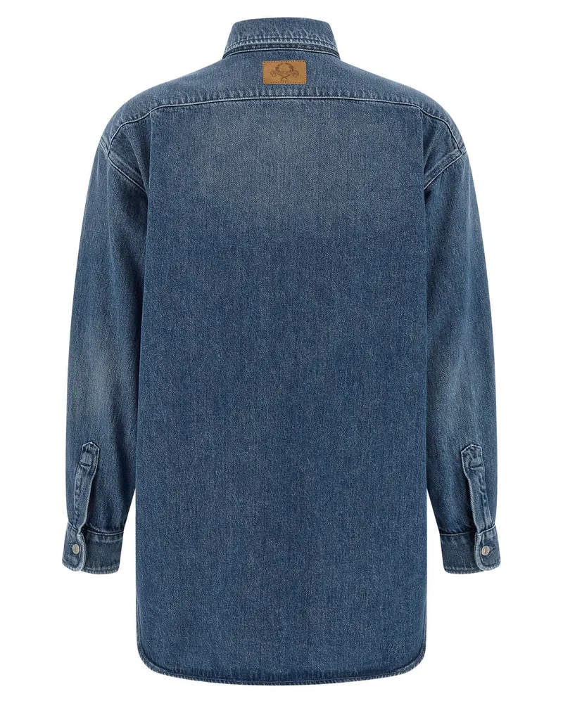 Moschino Heart-Detail Denim Shirt — Blue Blue