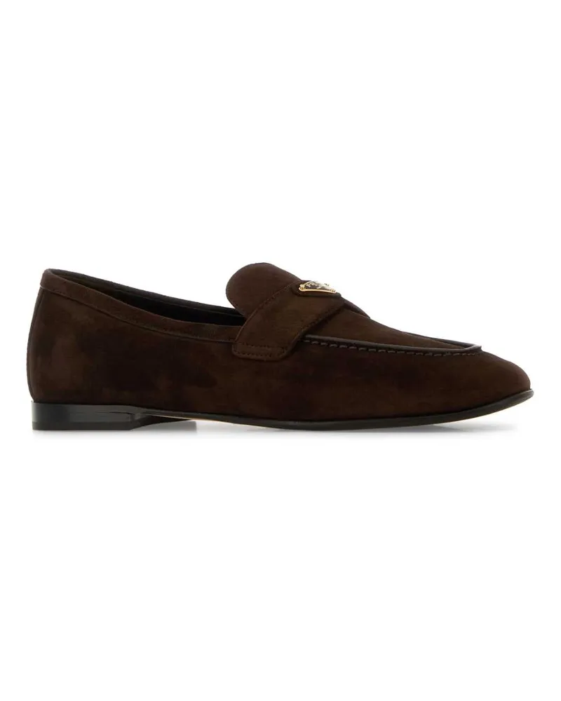 Prada Moro Calfleather Mocassini Loafers Brown