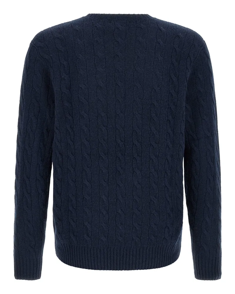 Ralph Lauren Braided Wool-Cashmere Sweater — Navy Navy