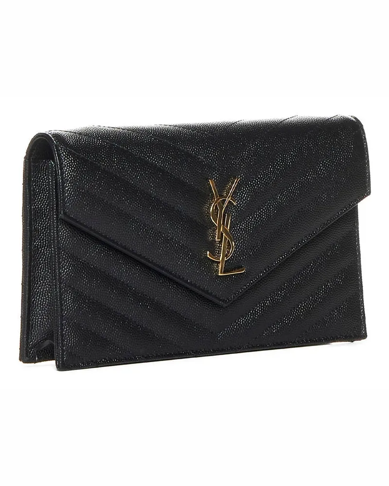Saint Laurent Women's Envelope Clutch Cassandre Classic Black Leather Calf Black