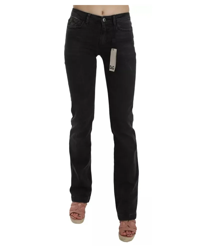 Dolce & Gabbana Women's Black Slim Fit Cotton Jeans D&g Pants Blend Black