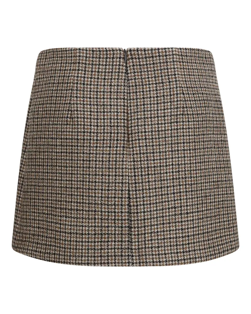 P.A.R.O.S.H. Houndstooth Wool Mini Skirt — Beige Beige