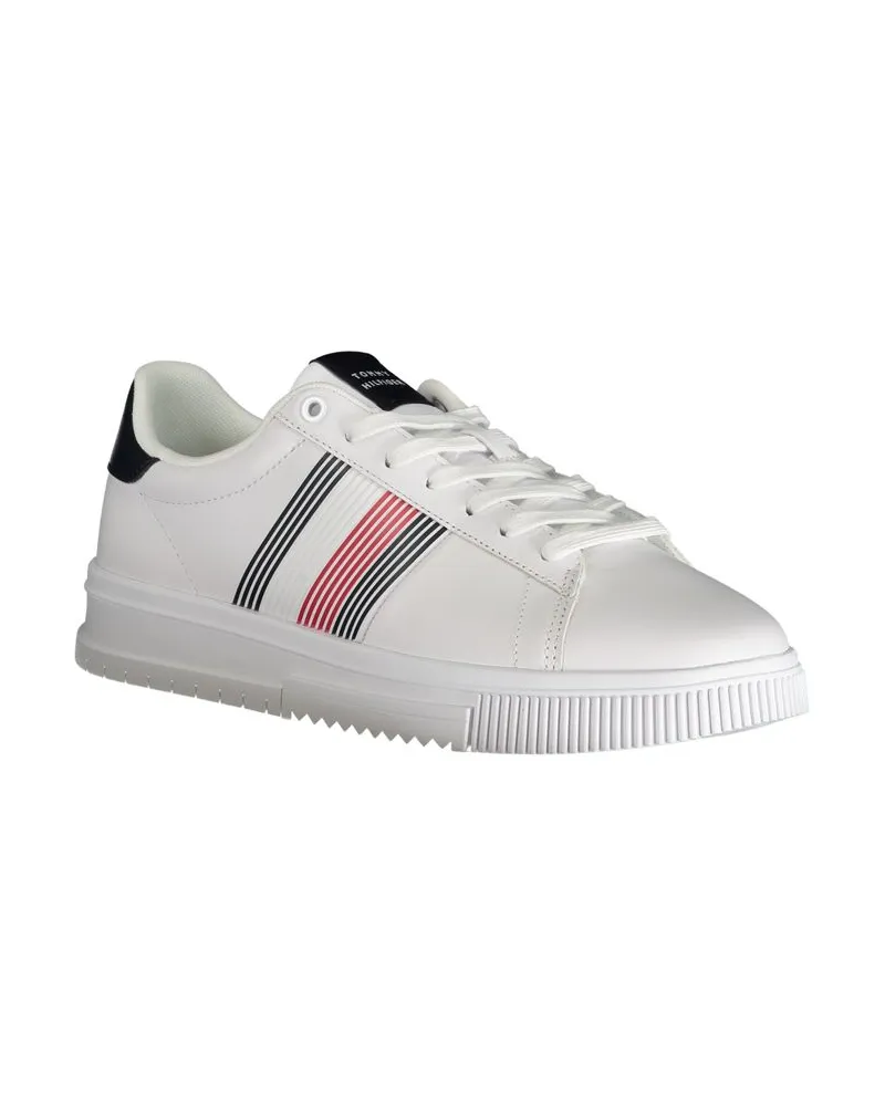 Tommy Hilfiger Striped Leather-Blend Sneaker — White White