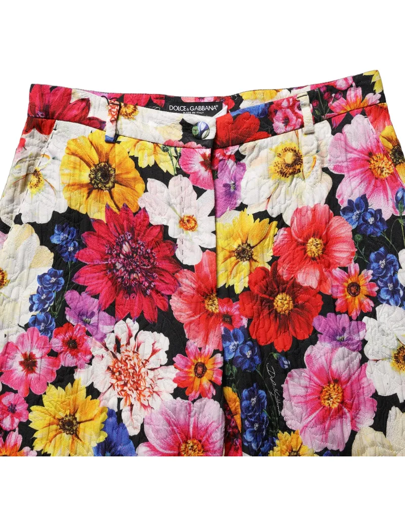 Dolce & Gabbana Women Multicolor Floral Print Tapered Trouser Pants Cotton Viscose Elastane Multicolor