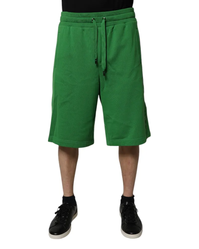 Dolce & Gabbana Green Cotton Men Sweatshorts Bermuda Shorts Polyester Green