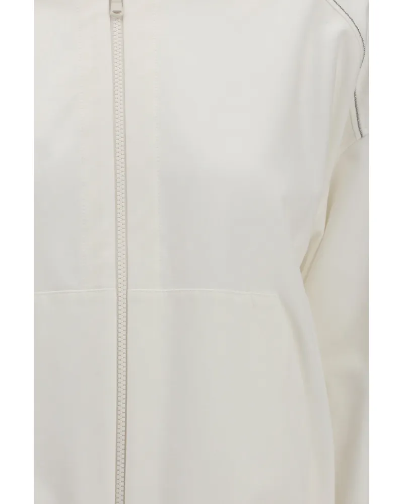 Brunello Cucinelli Women's Cotton Zip-Up Hoodie Natural Sweatshirts Sweater White