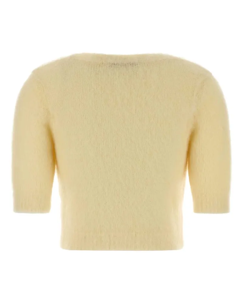 Alessandra Rich Women's Pastel Yellow Mohair Blend Sweater Paleyellow Exterior: Nylon Wool Maglieria Yellow