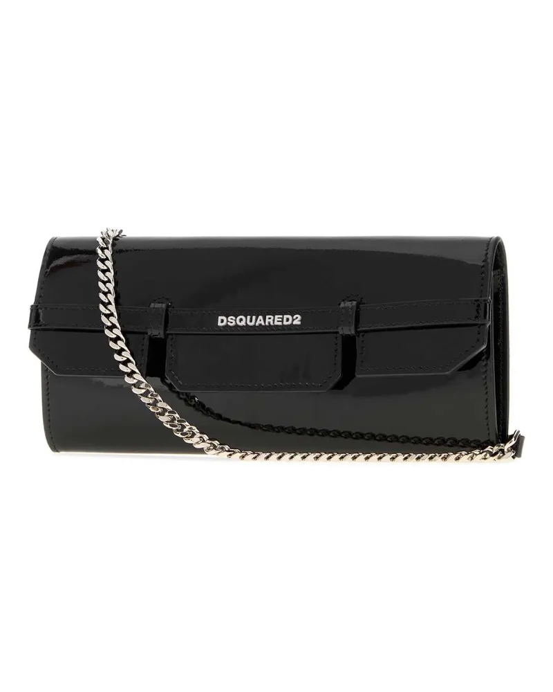 Dsquared2 Leather Chain-Strap Clutch — Black Black