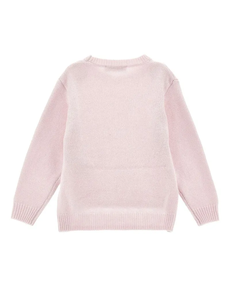 Monnalisa Girls' Pink Crew Neck Wool Blend Sweater Polyamide Tops Top Pink