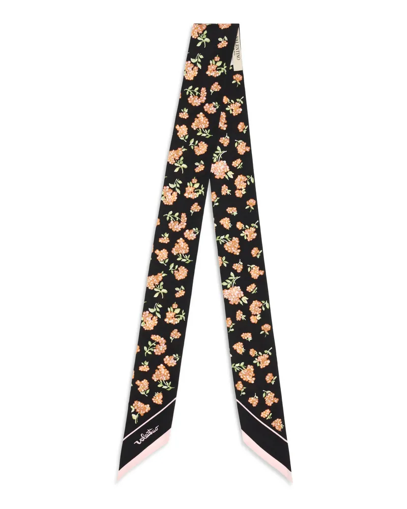 Valentino Garavani Women's Mazzetto Coriandolo Silk Twill Scarf Nero-Rosa-Verde-Bianco-Rosa Nero/rosa-verde/bianco/rosa Scarfs Black