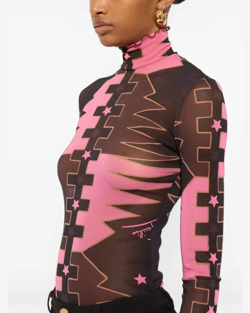 Emilio Pucci Geometric-Jacquard Printed Blouse — Pink Pink