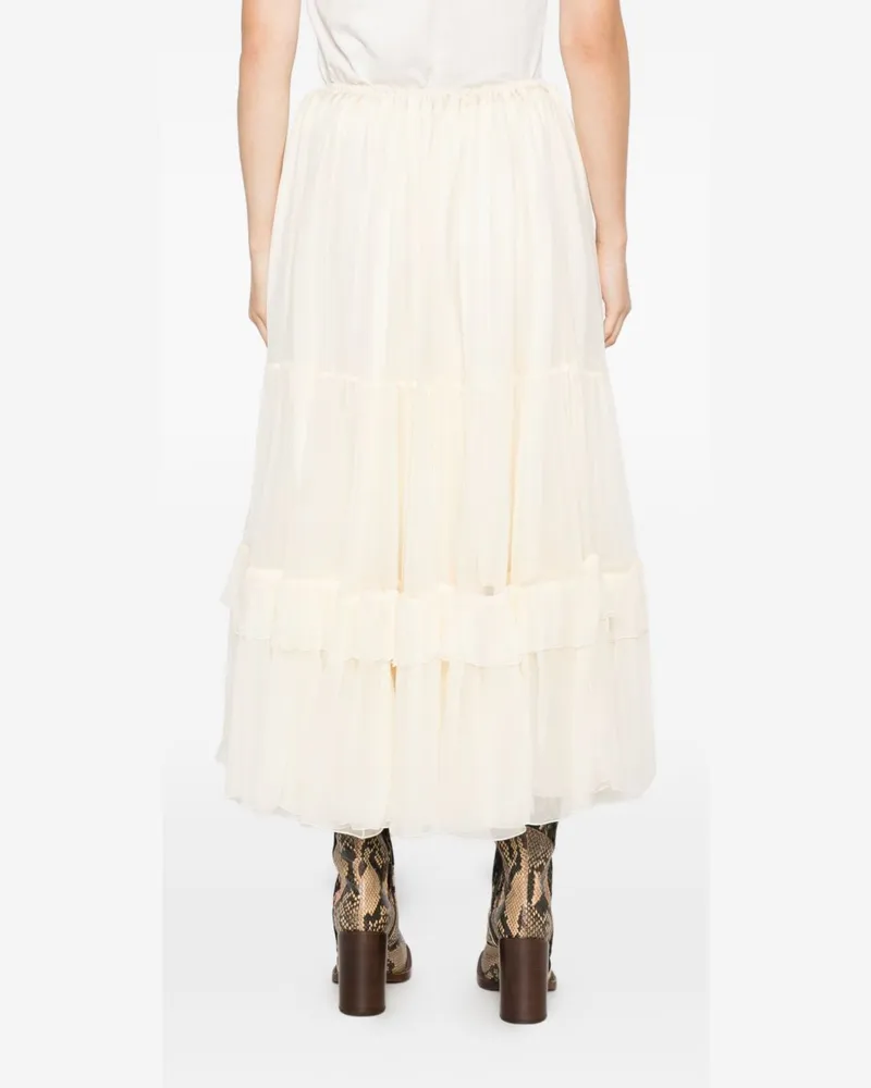 Chloé Tiered Silk Skirt — Ivory Ivory