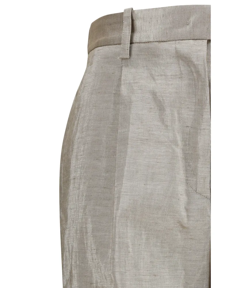 forte_forte Lurex Tweed with Micro Sequins Trousers — Beige Beige