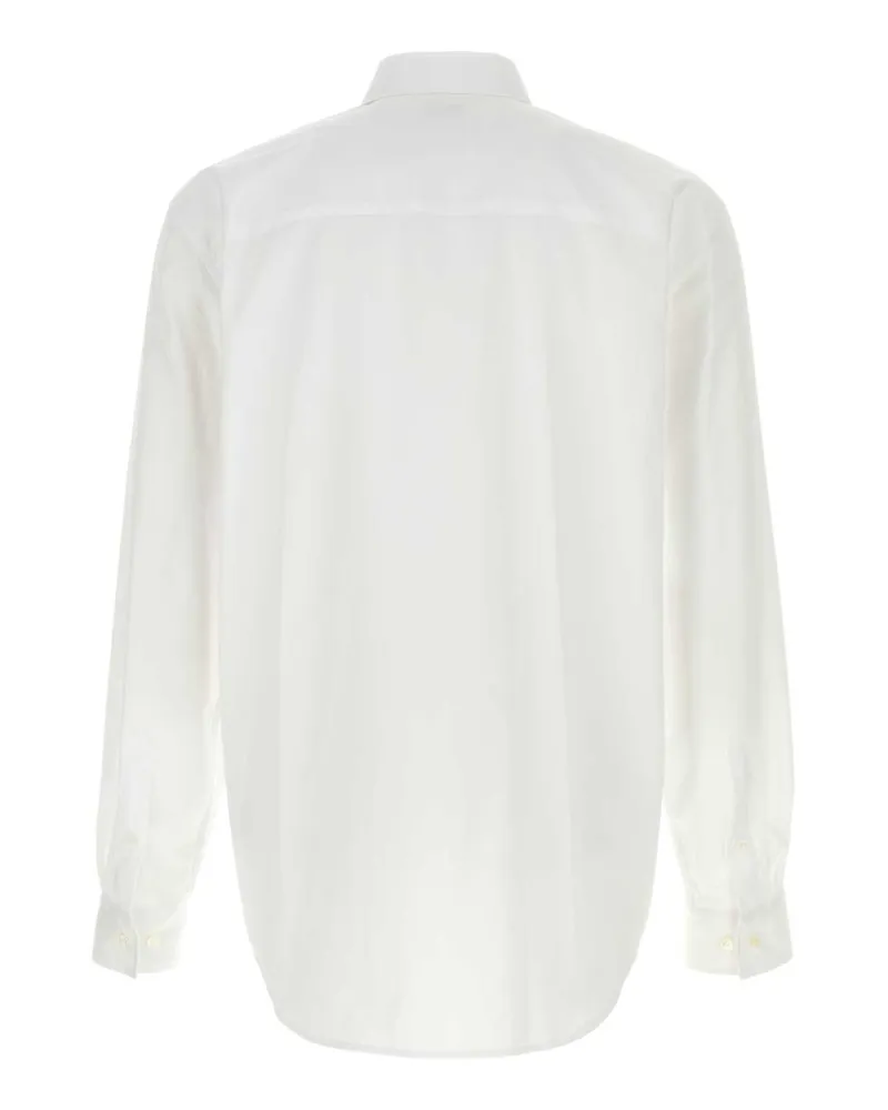 Dries van Noten Men's White Poplin Shirt Exterior: Cotton Maglie Sweater White
