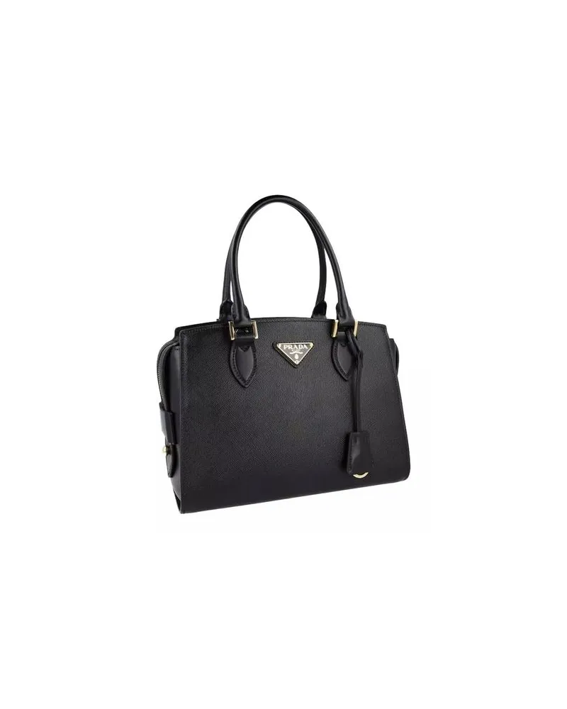 Prada Women's Calfskin Top Handle Bag Black Calf Leather Black