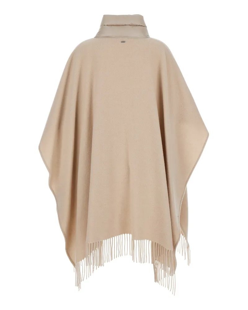 Herno Women's Poncho High-Collar Wool-Nylon Beige Main Fabric: Wool Coat Beige