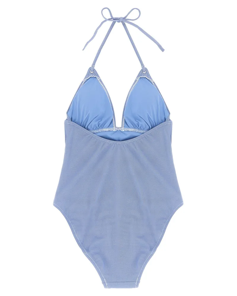 Ralph Lauren Triangle Halter One-Piece One-Piece Swimsuit — Blue Blue