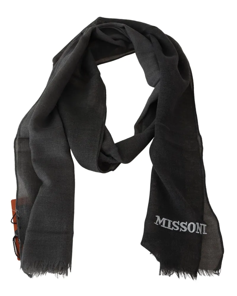 Missoni Men's Black Wool Unisex Neck Wrap Scarf Black