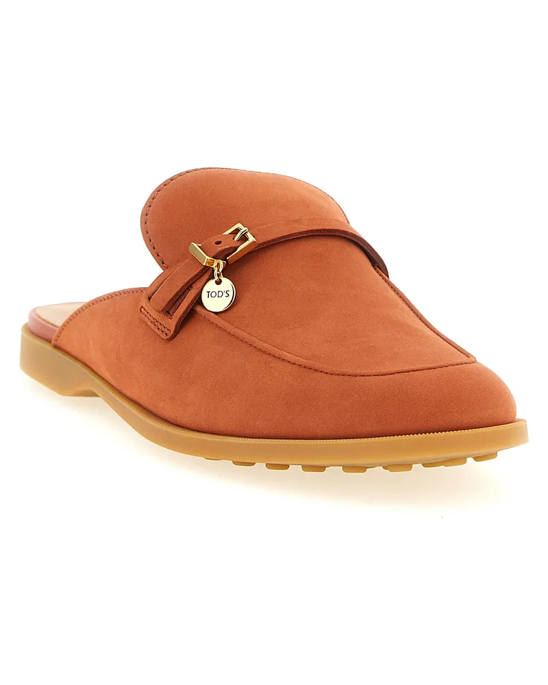 TOD'S Nubuck Sabot Flat — Tan Tan