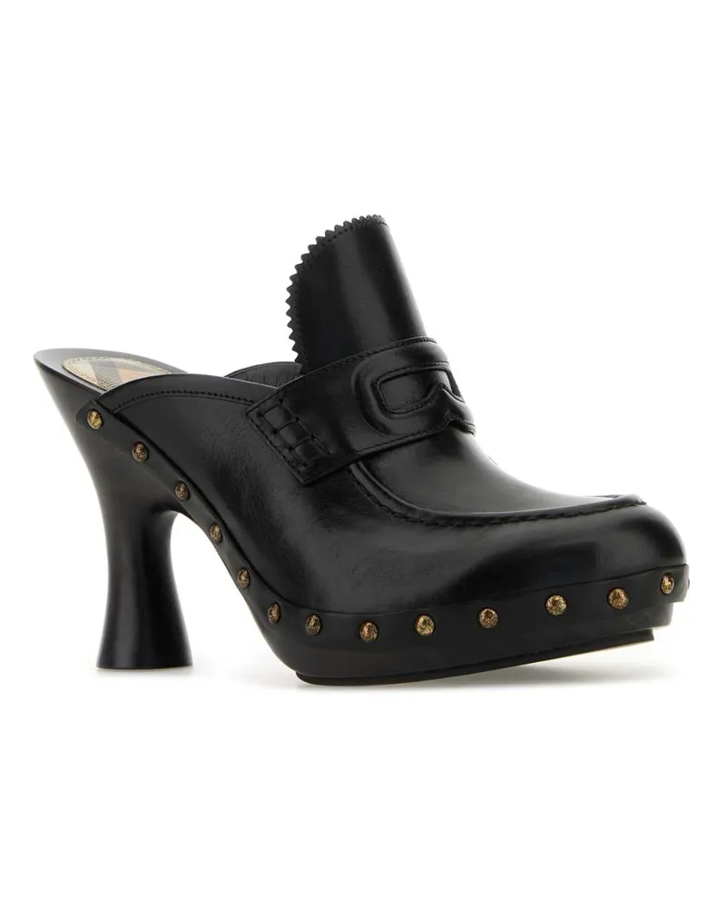 Burberry Women's Black Leather Mules Scarpe Con Tacco Black
